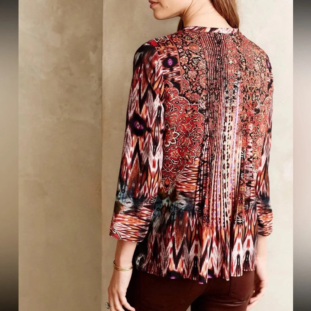 Ranna Gill Anthropologie Embroidered Spectral Peasant Top Blouse Size Small - Picture 2 of 8